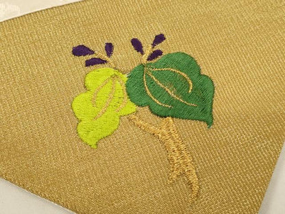 平和屋本店▼打敷　内敷2点セット　三角　金襴　刺繍　鳳凰草花文　法衣　寺院　仏具　仏教　僧侶　神職　装束　AABK9311ja
