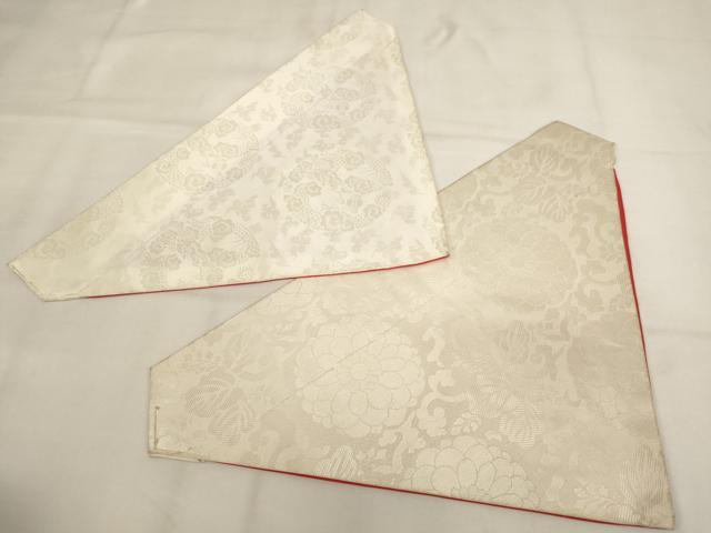 平和屋本店▼打敷　内敷2点セット　三角　刺繍　抱き牡丹　金糸　法衣　寺院　仏具　仏教　僧侶　神職　装束　AABK9312ja