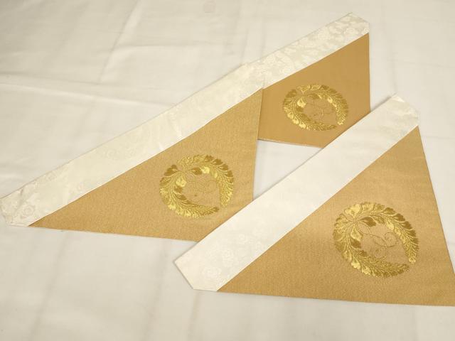 平和屋本店▼打敷　内敷3点セット　三角　金襴　下り藤　法衣　寺院　仏具　仏教　僧侶　神職　装束　AABK9315ja