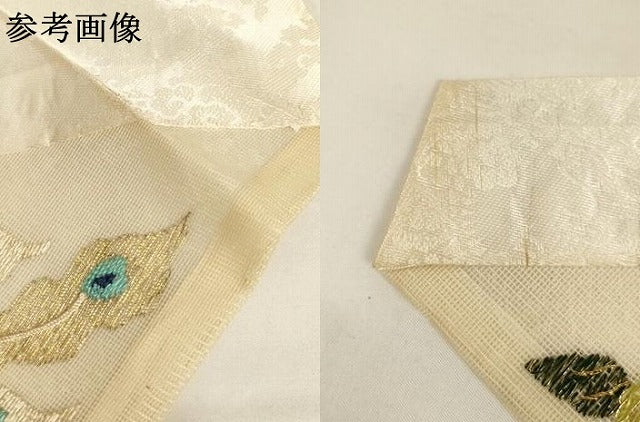 平和屋本店▼夏物　打敷　内敷2点セット　三角　紗　駒刺繍　鳳凰草花文　法衣　寺院　仏具　仏教　僧侶　神職　装束　AABK9318ja