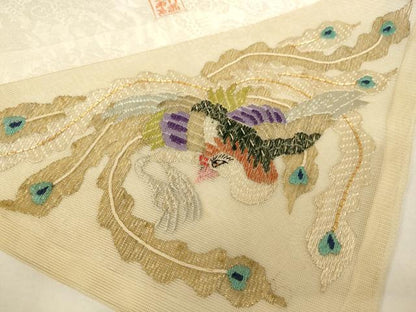平和屋本店▼夏物　打敷　内敷2点セット　三角　紗　駒刺繍　鳳凰草花文　法衣　寺院　仏具　仏教　僧侶　神職　装束　AABK9318ja