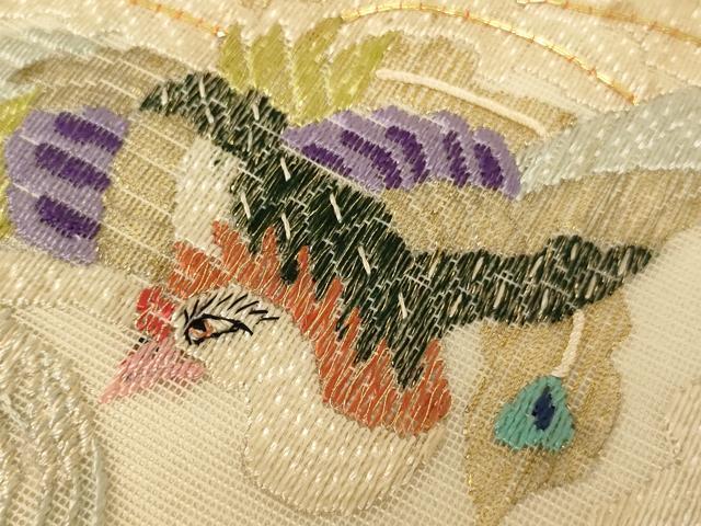 平和屋本店▼夏物　打敷　内敷2点セット　三角　紗　駒刺繍　鳳凰草花文　法衣　寺院　仏具　仏教　僧侶　神職　装束　AABK9318ja