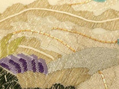 平和屋本店▼夏物　打敷　内敷2点セット　三角　紗　駒刺繍　鳳凰草花文　法衣　寺院　仏具　仏教　僧侶　神職　装束　AABK9318ja