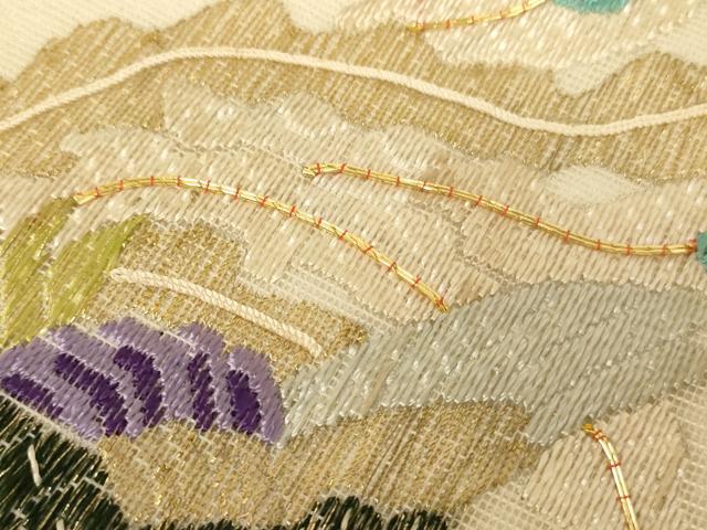 平和屋本店▼夏物　打敷　内敷2点セット　三角　紗　駒刺繍　鳳凰草花文　法衣　寺院　仏具　仏教　僧侶　神職　装束　AABK9318ja