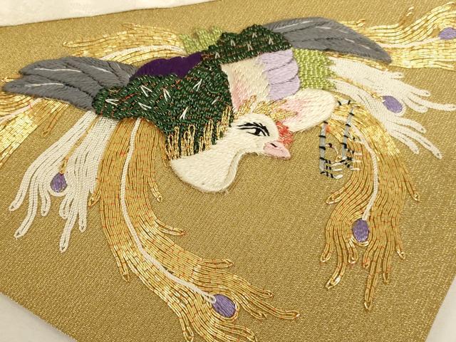 平和屋本店▼打敷　内敷2点セット　三角　金襴　鳳凰草花文　法衣　寺院　仏具　仏教　僧侶　神職　装束　AABK9319ja