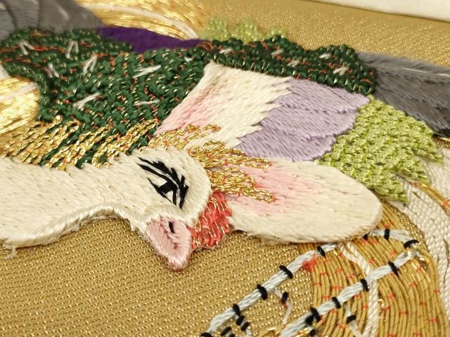 平和屋本店▼打敷　内敷2点セット　三角　金襴　鳳凰草花文　法衣　寺院　仏具　仏教　僧侶　神職　装束　AABK9319ja