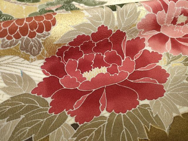 平和屋着物●豪華黒留袖　刺繍　孔雀花文　金彩　正絹　逸品　AABK9323ck