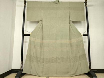 平和屋着物●寺山存男　江戸小紋　訪問着　横段文　縞　正絹　逸品　AABK9324ck