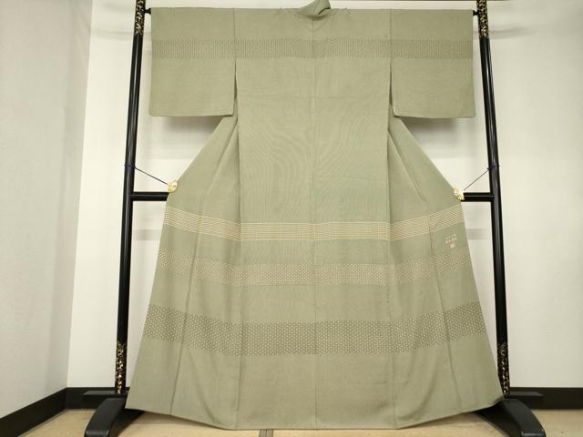 平和屋着物●寺山存男　江戸小紋　訪問着　横段文　縞　正絹　逸品　AABK9324ck