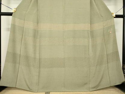平和屋着物●寺山存男　江戸小紋　訪問着　横段文　縞　正絹　逸品　AABK9324ck