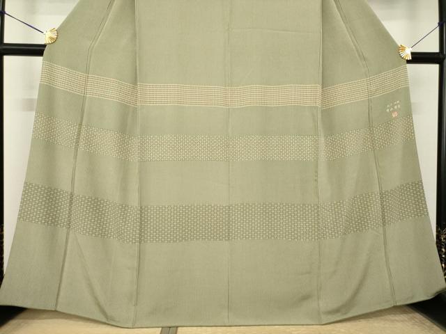 平和屋着物●寺山存男　江戸小紋　訪問着　横段文　縞　正絹　逸品　AABK9324ck