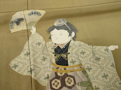 平和屋着物●豪華色留袖　作家物　童子　金彩　正絹　逸品　AABK9327ck