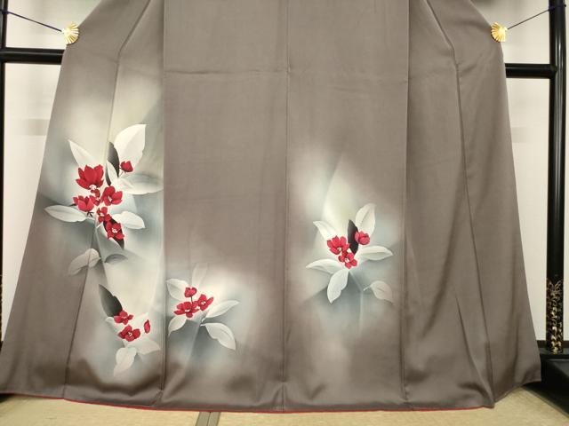 平和屋着物●訪問着　草花文　暈し染め　正絹　逸品　AABK9330ck