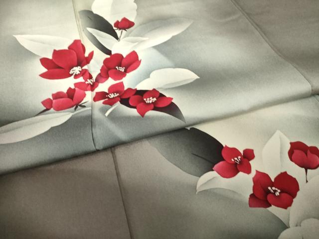 平和屋着物●訪問着　草花文　暈し染め　正絹　逸品　AABK9330ck