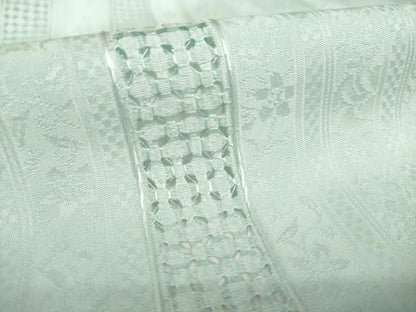 平和屋着物●上質な色無地　中国三大刺繍　スワトウ刺繍　汕頭刺繍　草花間道　蕎麦切色　正絹　逸品　AABK9332ck