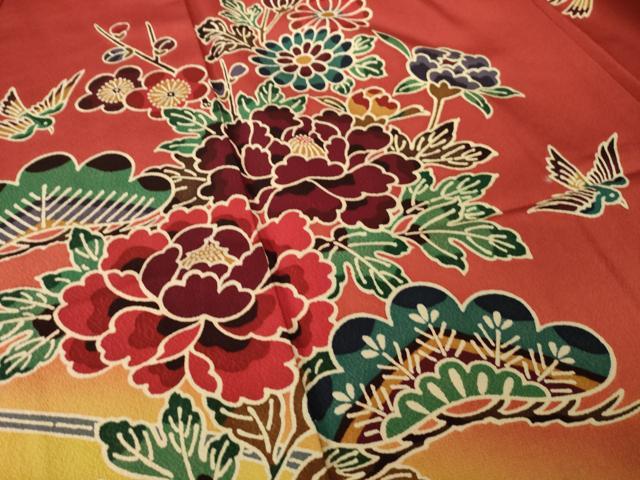 平和屋着物●豪華振袖　紅型　流水花鳥籬文　暈し染め　正絹　逸品　AABK9333ck