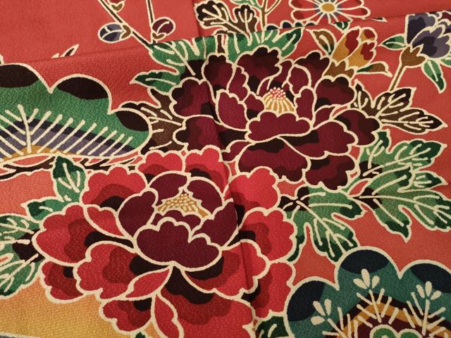 平和屋着物●豪華振袖　紅型　流水花鳥籬文　暈し染め　正絹　逸品　AABK9333ck