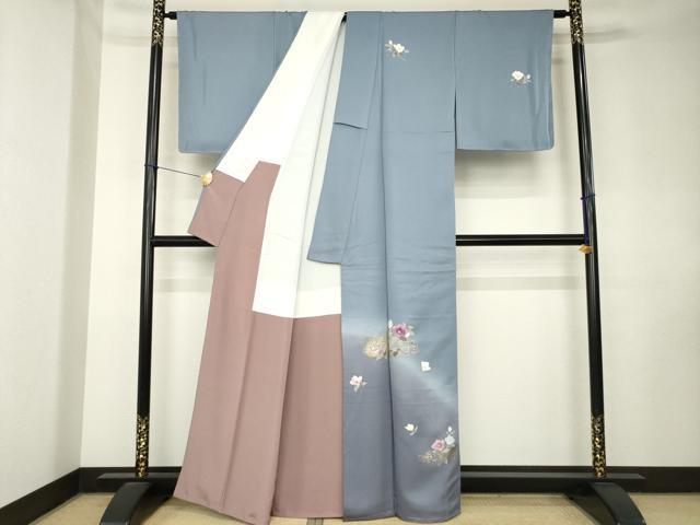 平和屋着物●西陣　京の名門　じゅらく謹製　帝王紫(古代帝王紫)　訪問着　枝花文　暈し染め　金彩　正絹　逸品　未使用　AABK9335ck