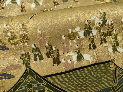 平和屋着物●陶流染　西村仙寿　黒留袖　駒刺繍　人物風景文　金彩　正絹　逸品　AABK9336ck