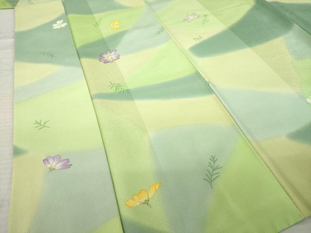 平和屋着物●染色作家　茂木蒼城　蒼城染め　小紋　舞花文　正絹　逸品　AABK9337ck