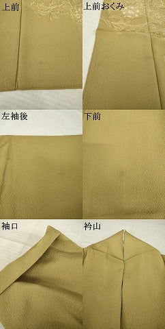 平和屋着物●訪問着　総刺繍　中国三大刺繍　汕頭刺繍　スワトウ刺繍　流水花文　路考茶色　正絹　逸品　AABK9338ck