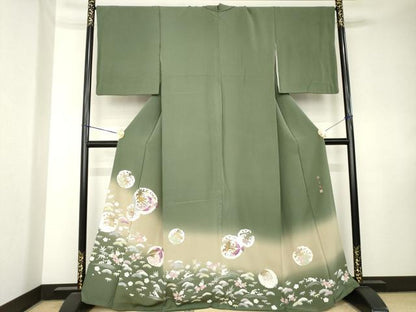 平和屋着物●西陣　京の名門　じゅらく謹製　帝王紫(古代帝王紫)　色留袖　駒刺繍　飛鶴立波花丸文　亀　正絹　逸品　AABK9339ck