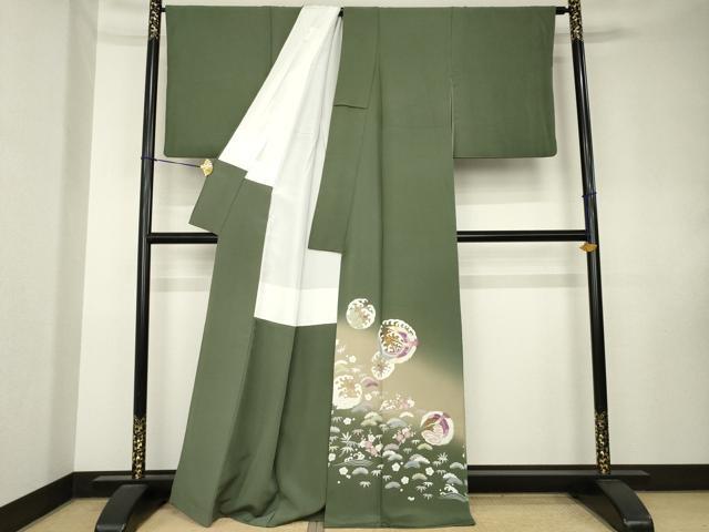平和屋着物●西陣　京の名門　じゅらく謹製　帝王紫(古代帝王紫)　色留袖　駒刺繍　飛鶴立波花丸文　亀　正絹　逸品　AABK9339ck