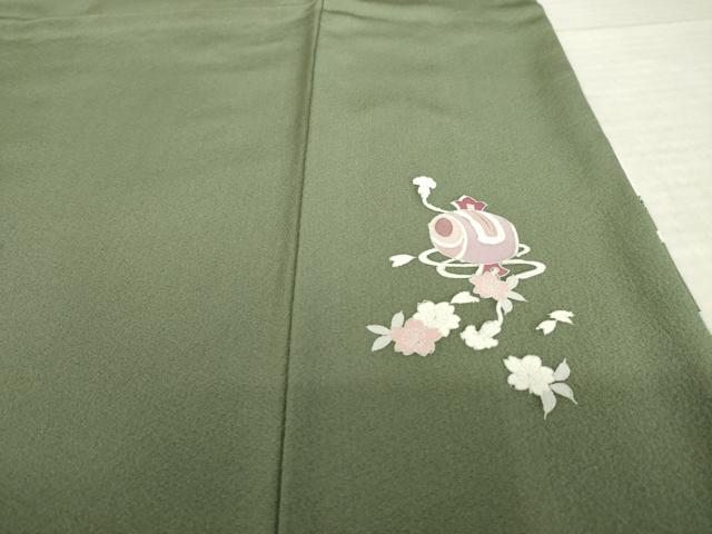 平和屋着物●西陣　京の名門　じゅらく謹製　帝王紫(古代帝王紫)　色留袖　駒刺繍　飛鶴立波花丸文　亀　正絹　逸品　AABK9339ck