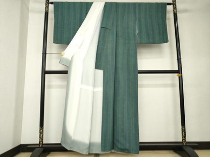 平和屋着物●上質な小紋　縞　正絹　逸品　AABK9343ck