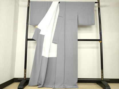平和屋着物●上質な色無地　源氏鼠色　正絹　逸品　AABK9345ck