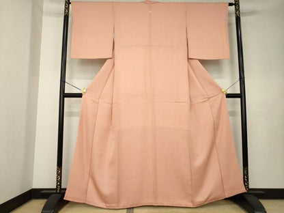 平和屋着物●上質な色無地　作家物　一斤染色　正絹　逸品　AABK9346ck