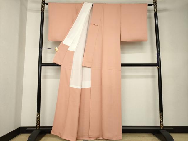 平和屋着物●上質な色無地　作家物　一斤染色　正絹　逸品　AABK9346ck