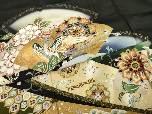 平和屋着物●谷崎潤一郎の世界　黒留袖　駒刺繍　正倉院鳳凰花文　金彩　正絹　逸品　AABK9348ck