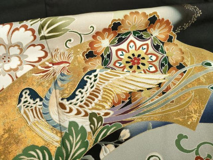 平和屋着物●谷崎潤一郎の世界　黒留袖　駒刺繍　正倉院鳳凰花文　金彩　正絹　逸品　AABK9348ck