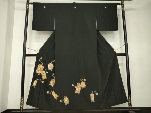 平和屋着物●豪華黒留袖　印籠文　金彩　正絹　逸品　AABK9349ck