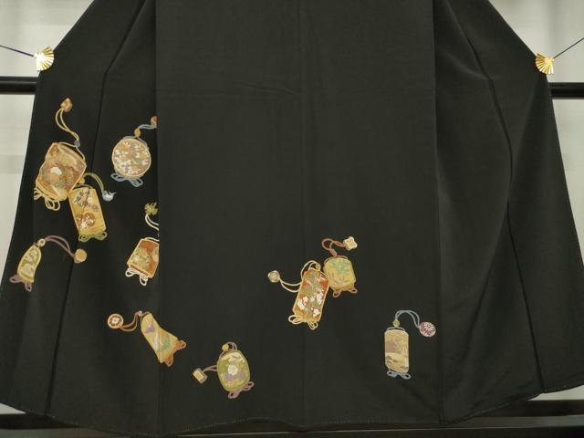 平和屋着物●豪華黒留袖　印籠文　金彩　正絹　逸品　AABK9349ck