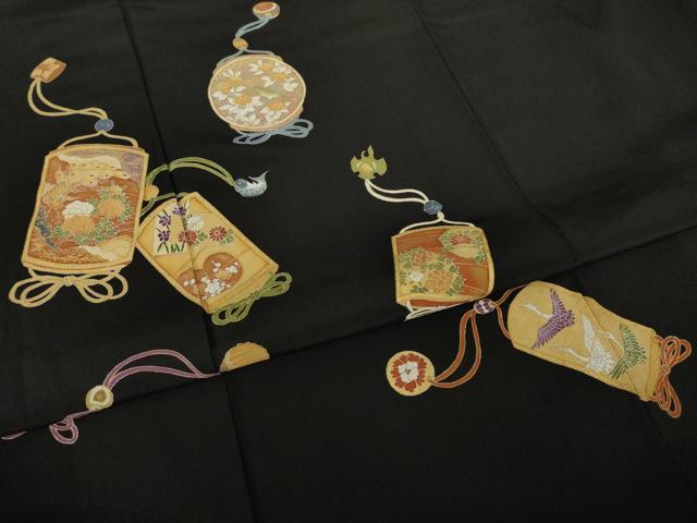 平和屋着物●豪華黒留袖　印籠文　金彩　正絹　逸品　AABK9349ck