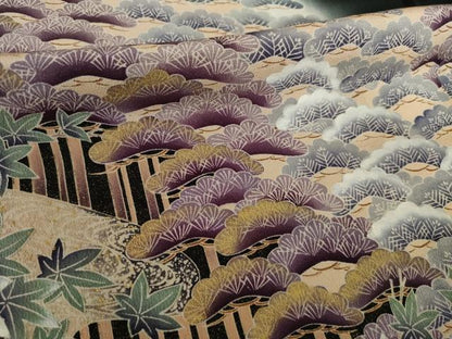 平和屋着物●豪華黒留袖 松尽くし 暈し染め 金彩 正絹 逸品 AABK9351ck