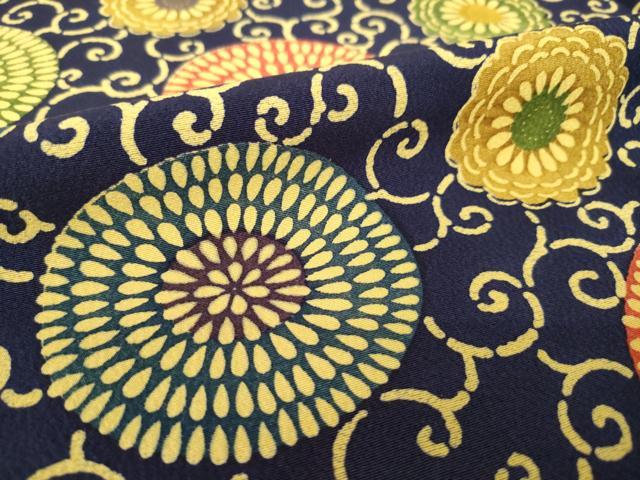 平和屋着物●上質な小紋　型染め　菊唐草　正絹　逸品　AABK9352ck