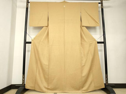 平和屋着物●上質な色無地　草花地紋　飴色　さが美扱い　正絹　逸品　AABK9355ck