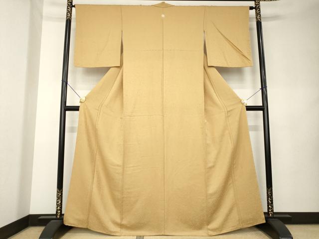 平和屋着物●上質な色無地　草花地紋　飴色　さが美扱い　正絹　逸品　AABK9355ck