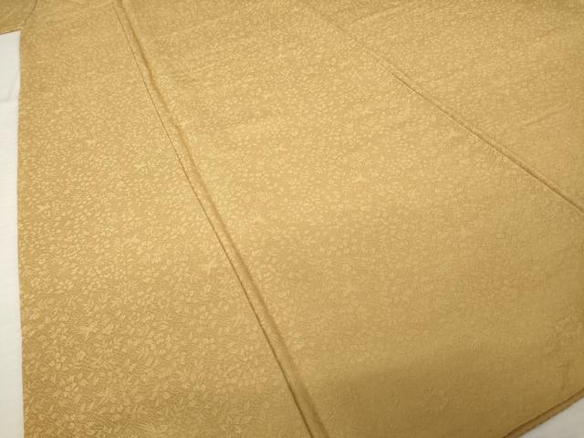 平和屋着物●上質な色無地　草花地紋　飴色　さが美扱い　正絹　逸品　AABK9355ck