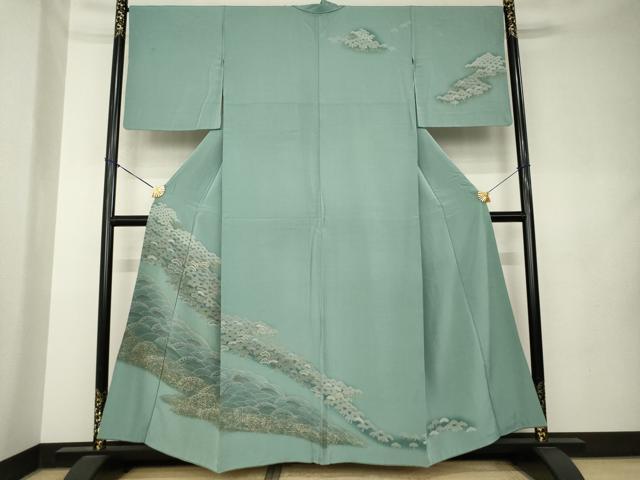 平和屋着物●訪問着　立波松文　暈し染め　金彩　正絹　逸品　AABK9359ck