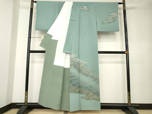 平和屋着物●訪問着　立波松文　暈し染め　金彩　正絹　逸品　AABK9359ck
