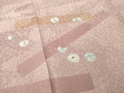 平和屋着物●訪問着　刺繍　短冊花文　正絹　逸品　AABK9360ck