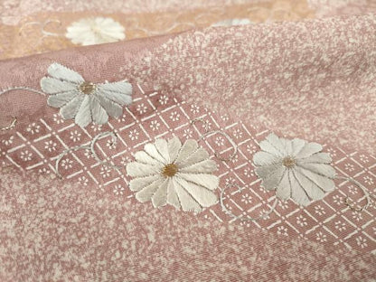 平和屋着物●訪問着　刺繍　短冊花文　正絹　逸品　AABK9360ck