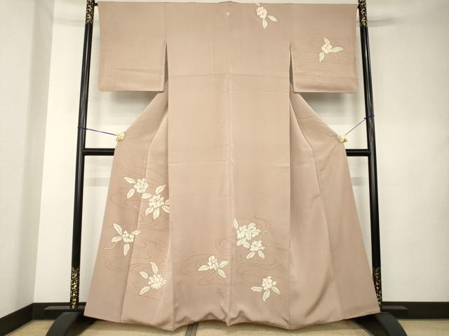 平和屋着物●訪問着　流水花文　正絹　逸品　AABK9361ck
