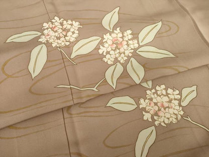 平和屋着物●訪問着　流水花文　正絹　逸品　AABK9361ck