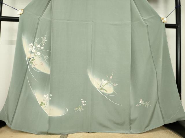 平和屋着物●訪問着　友禅　作家物　草花文　暈し染め　正絹　逸品　未使用　AABK9366ck