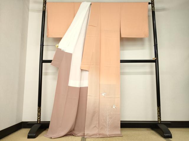 平和屋着物●豪華色留袖 作家物 洗練そよぎ 鶴 伊と幸 暈し染め 反端付き ロング丈 正絹 逸品 AABK9370ck